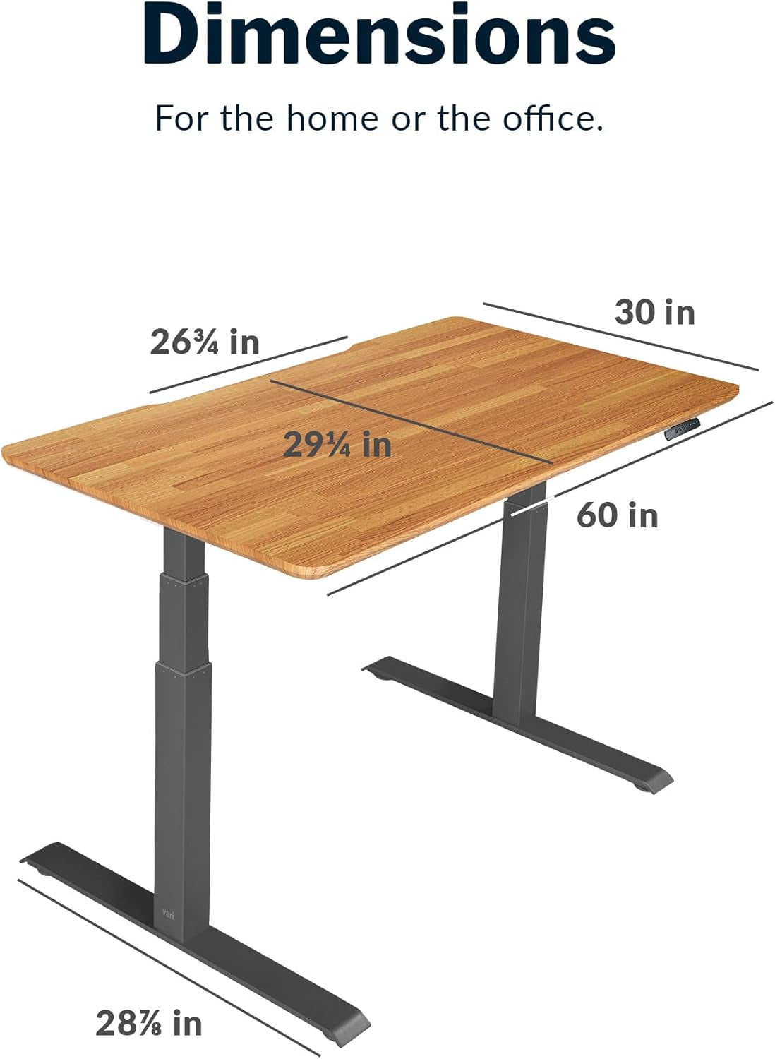 Electric Standing Desk 60" X 30" - Dual Motor Sit to Stand Desk - Push Button Memory Settings - Solid Top with Height Adjustable Steel Legs - Work or Home Office Desk - (Butcher Block)