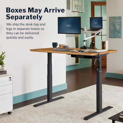 Electric Standing Desk 60" X 30" - Dual Motor Sit to Stand Desk - Push Button Memory Settings - Solid Top with Height Adjustable Steel Legs - Work or Home Office Desk - (Butcher Block)